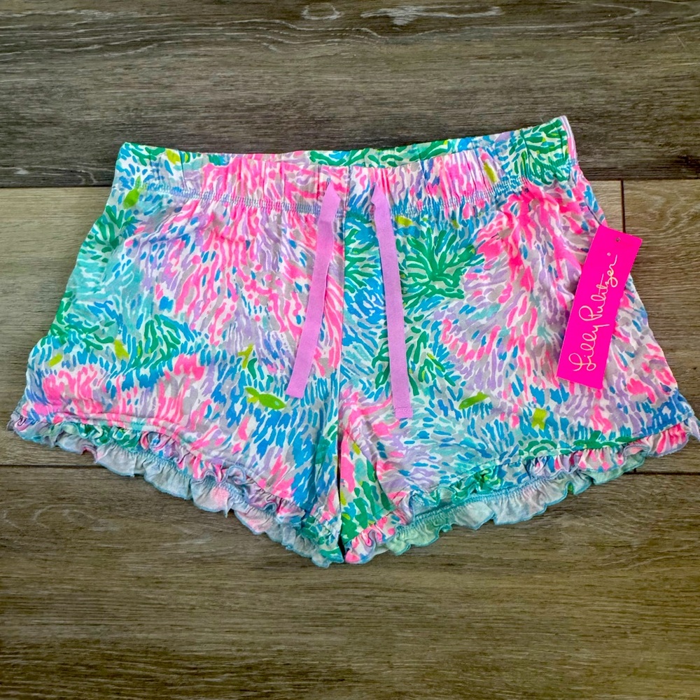 NWT Lilly Pulitzer Ruffled Drawstring Sleepwear Shorts Size Small